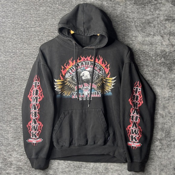 Pacific & Co Other - Pacific & Co Tomahawk Fall Ride 2011 Biker Hoodie Black Eagle Flames Mens Small